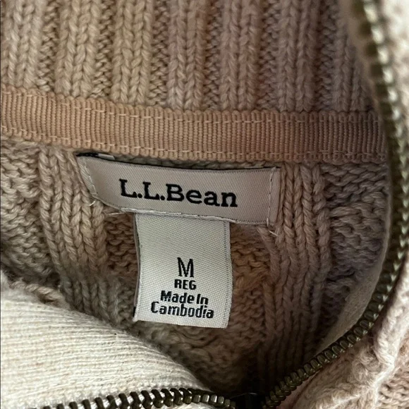 L.L. Bean Beige Knit Zip Up Cardigan - Picture 2 of 7